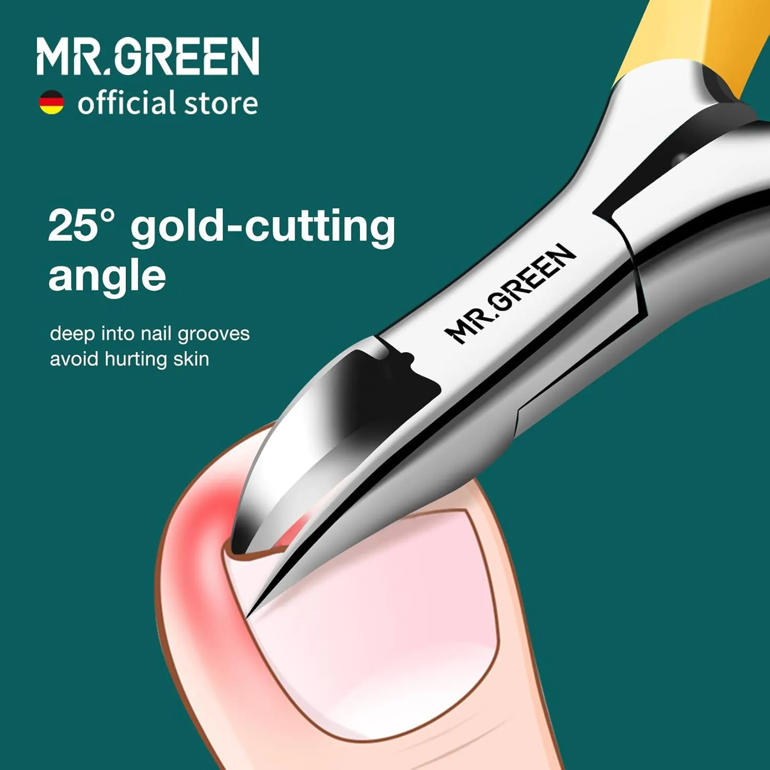 MR.GREEN Toenail Clippers Stainless Steel Ingrown Nail Cutter Thick and Hard Nails Pedicure Manicure Tools (Orange Nail Remover)
