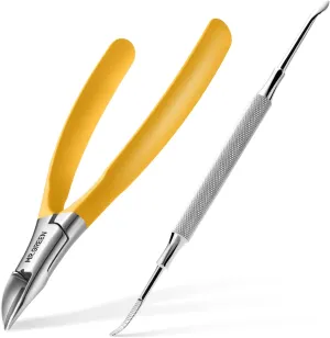 MR.GREEN Toenail Clippers Stainless Steel Ingrown Nail Cutter Thick and Hard Nails Pedicure Manicure Tools (Orange Nail Remover)