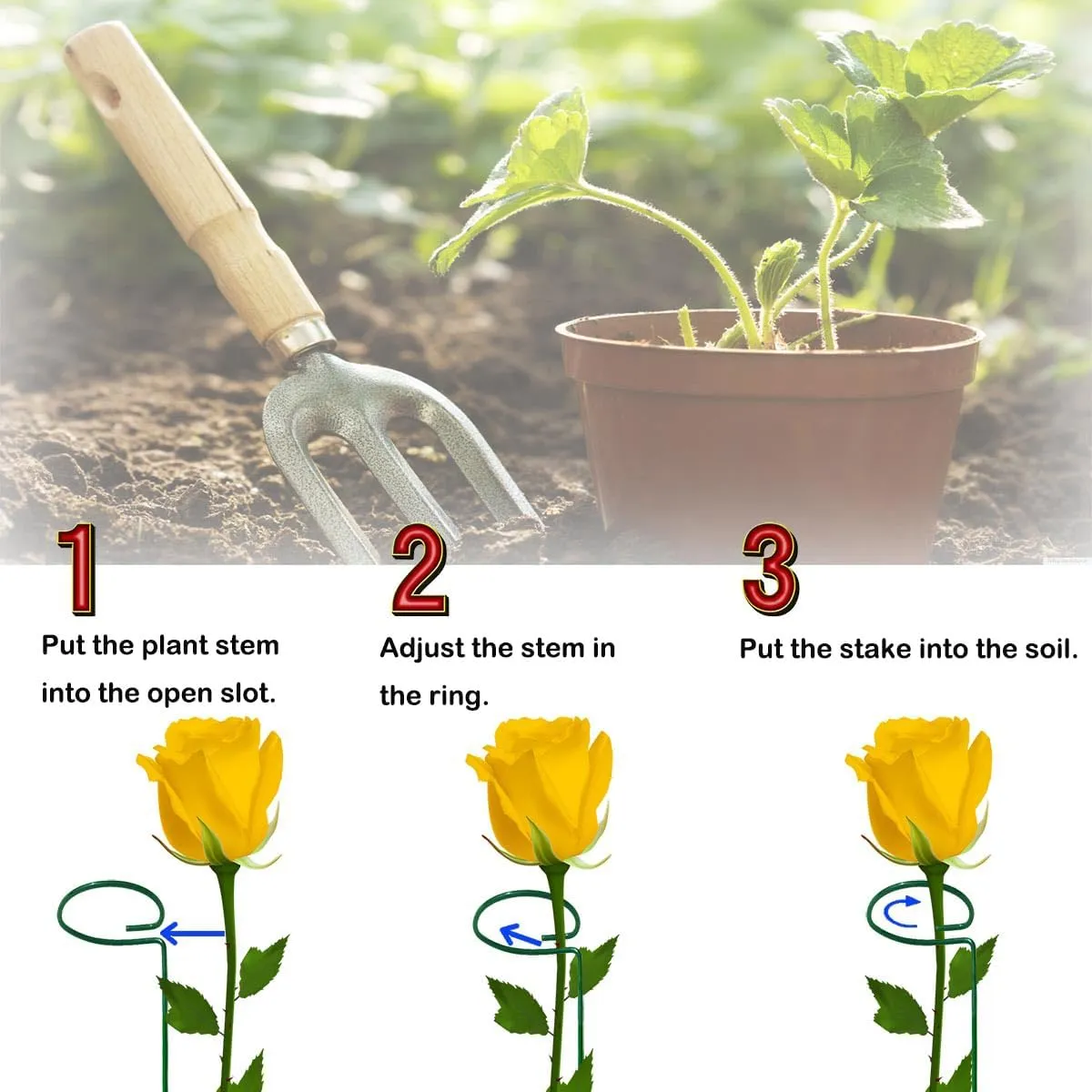 MTB SUPPLY Green 16 inch Single Stem Plant Stakes Flower Support Rings, Pack of 20 Plant Support Stakes, Flower Support Hoops Garden Plant Prop for Amaryllis Orchid Lily Rose Peony Gladiolus