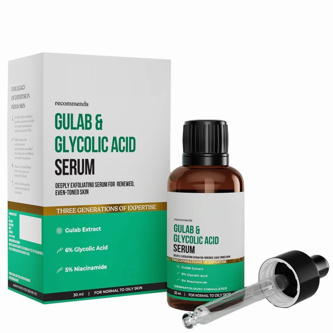 MU Gulab & 6% Glycolic Acid & 5% Niacinamide Instant Brightening Face Serum, Improves Skin Texture & Uneven Skin, Normal to Oily Skin, Sensitive Skin, 30ml