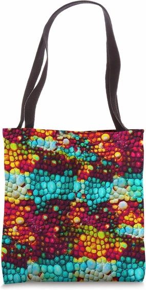 Multicolored Chameleon Camouflage Iguana Lizard Skin Pattern Tote Bag