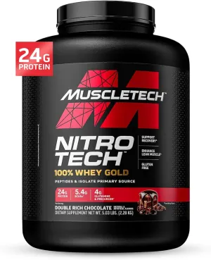 Muscletech Whey Protein Powder | MuscleTech Nitro-Tech Whey Gold Protein Isolate Smoothie Mix for Muscle Gain | Chocolate, 5 lbs (69 Serv) (package varies)