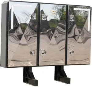 Mytee Products 68" x 80" x 14" Black Viking Vaulted Aluminum Flatbed Trailer Cab Rack with 3 Mirror Finish Doors - Headache Rack for Semi Trucks for Easy Haul & Store Trailer Equipments