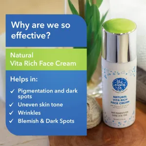 Natural Vita Rich Face Cream l Anti Pigmentation and Even Skin Tone l Vitamins C, B3, B5 & E and Hyaluronic Acid (50g)