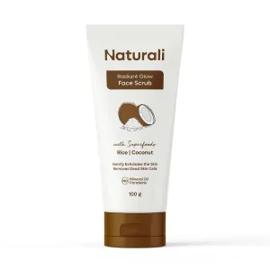 Na.turali Radiant Glow Face Scrub With Rice & Coconut | Improves Skin Texture | Smoothens & Softens Skin | Paraben & Mineral Oil Free | 100g