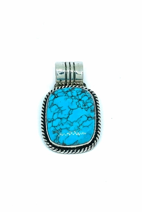 Navajo Kingman Turquoise Rectangle Pendant