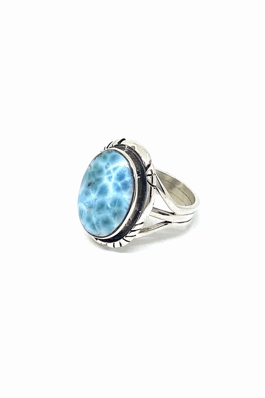 Navajo Oval Larimar Ring (Size 7 3/4)