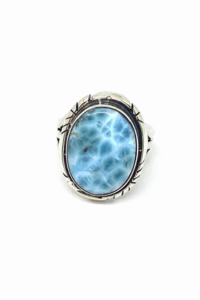 Navajo Oval Larimar Ring (Size 7 3/4)