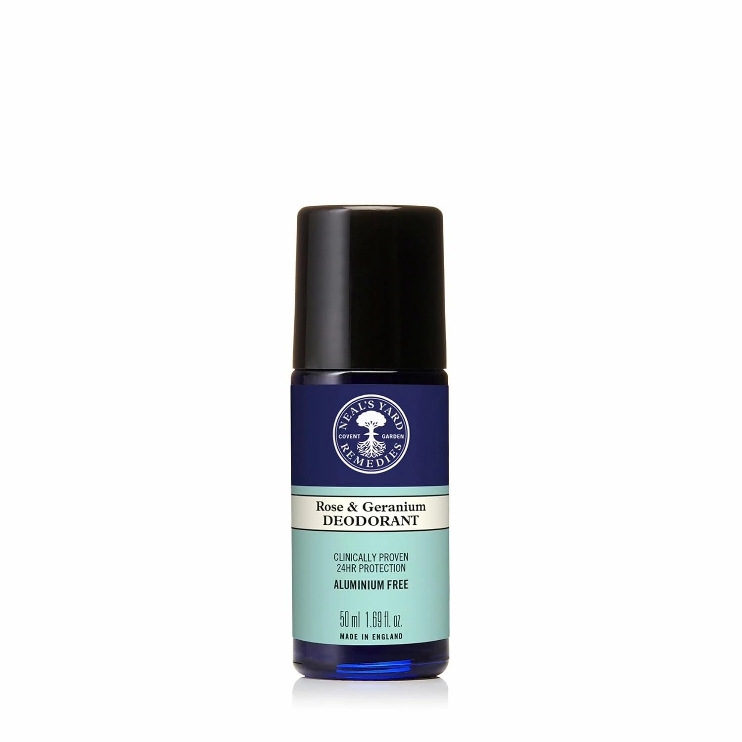 Neal's Yard Roll on Deodorant, 24-Hour Odor Guarding, Moisture-Absorbing Bamboo Powder & Cleansing Shikimic Acid, Aluminum-Free, Rose & Geranium, 50mL