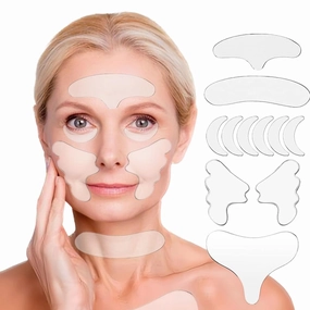 Neck Wrinkle Patches, Anti Wrinkle Silicone Facial Patches for Face Overnight to Reduce Fine Wrinkles, Frown, Smile, Neck & Chest Lines, Reusable Anti-Ageing Wrinkles Treatment for Women 11 Pcs