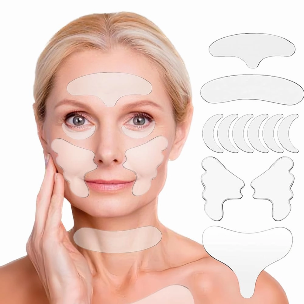 Neck Wrinkle Patches, Anti Wrinkle Silicone Facial Patches for Face Overnight to Reduce Fine Wrinkles, Frown, Smile, Neck & Chest Lines, Reusable Anti-Ageing Wrinkles Treatment for Women 11 Pcs