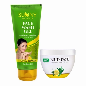 Neem Face Wash Gel(110gm) & Mud Pack(150gm) | Prevents Pimples & Removes Extra Oil | Moisturizes & Gives Fresh & Supple Skin |Keeps Skin Smooth & Radiant