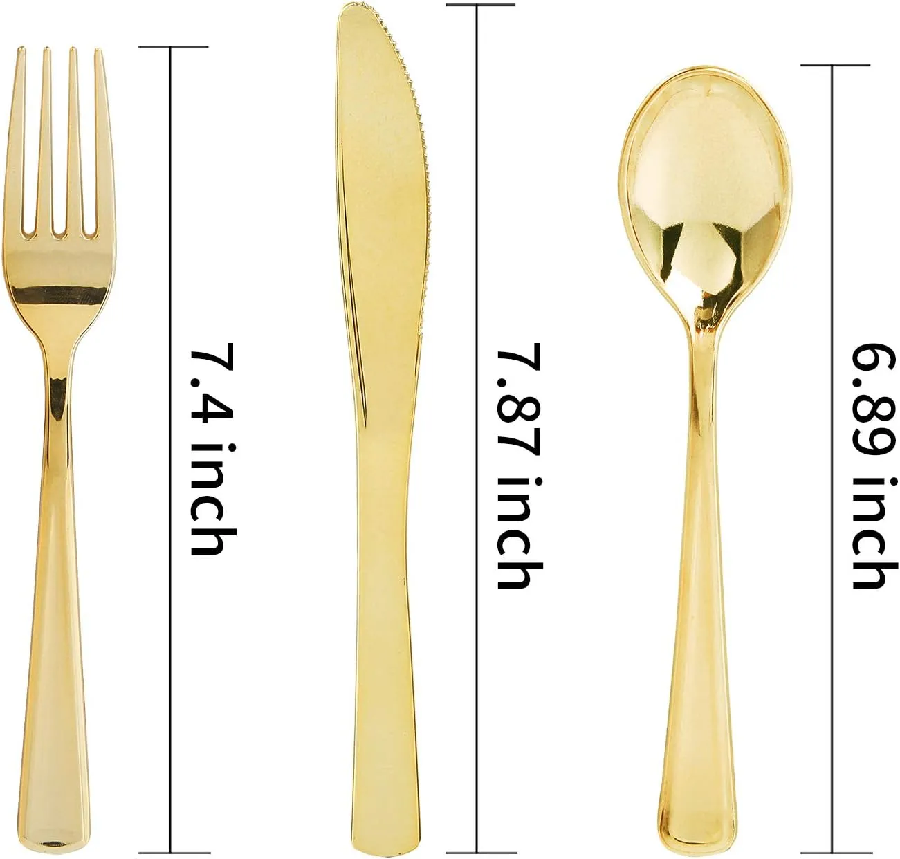Nervure 300 Piece Gold Plastic Silverware Set - Heavyweight Gold Plastic Cutlery - Disposable Gold Plastic Utensil Include 150 Forks, 75 Knives, 75 Spoons Perfect for Parties & Wedding & Party