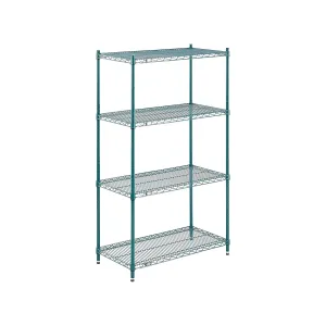 Nexel 14" x 42" x 54", 4 Tier, Poly-Z-Brite Adjustable Wire Shelving Unit, NEXGuard Anti-Microbial Agent, NSF Listed Commercial Storage Rack, Silver, Leveling feet