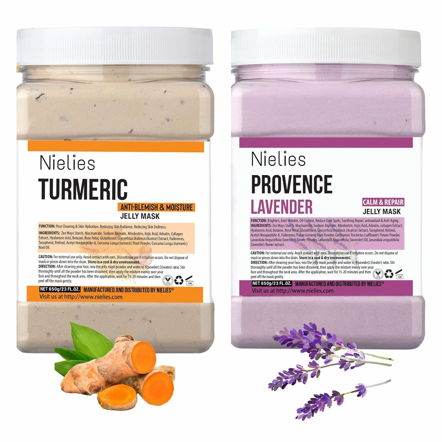 Nielie Lavender Turmeric Jelly Mask, Facial Skin Care- Collagen Peel-Off Jelly Mask Set, Jelly Mask For Facials, Face Mask For Instant Hydration, Vegan Peel Off Face Mask, For Smoothing, Moisturizing
