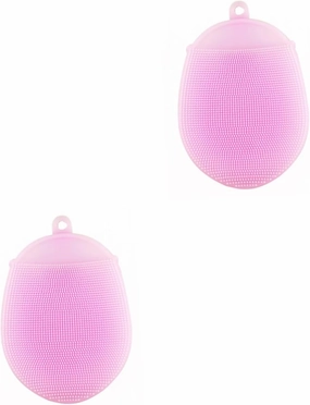 NOLITOY 4pcs Food-Grade Silicone Bathing Brush Gentle Exfoliating Shower Scrubber for All Ages Cleansing Pads for Body and Face - Design Easy to and Dry