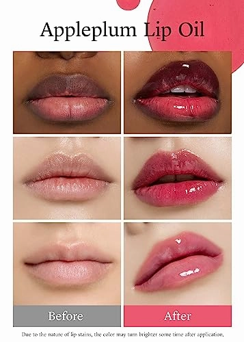 NOONI Korean Vegan Lip Oil - Appleplum | Lip Stain, Gift, Long-Lasting, Moisturizing, Plumping, Revitalizing for Dry Lips, Waterproof, No Peel Off, Korean Lip Tint 0.12 Fl Oz