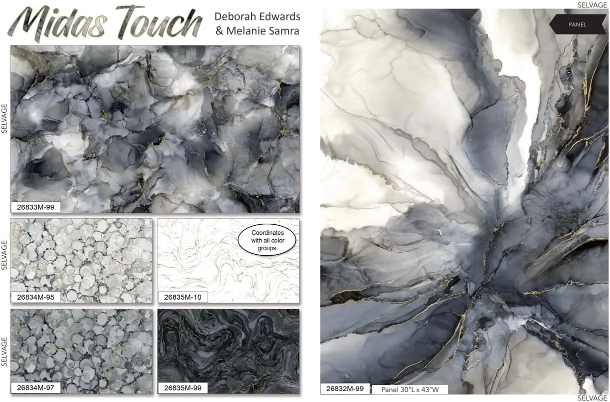 Northcott Midas Touch Bubble Texture W/Metallic Gold, Fabric by The Yard (Blue)