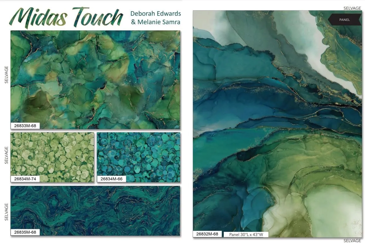 Northcott Midas Touch Bubble Texture W/Metallic Gold, Fabric by The Yard (Blue)