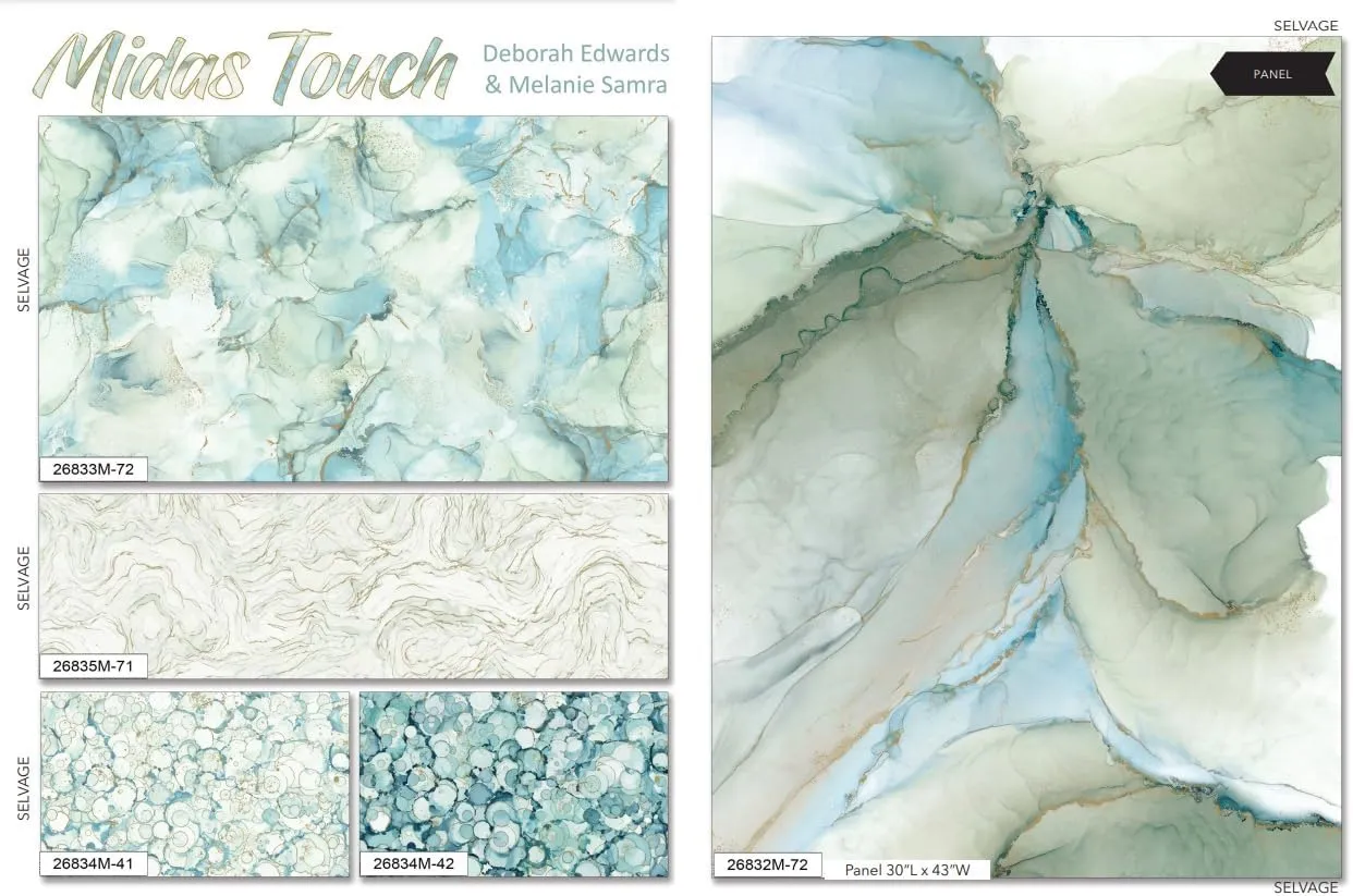Northcott Midas Touch Bubble Texture W/Metallic Gold, Fabric by The Yard (Blue)