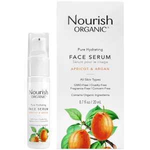 Nourish Organic Face Serum, Apricot & Argan – Pure Hydrating Facial Serum with Vitamin C and Vitamin A   Washable Cotton Round