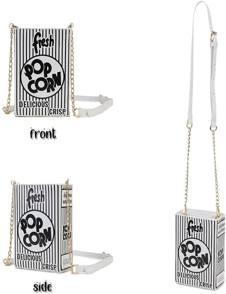Novelty Fashion Women Crossbody Bag, Popcorn Box Style Clutch Bag for Girl Handbag Shoulder Bag Purse…