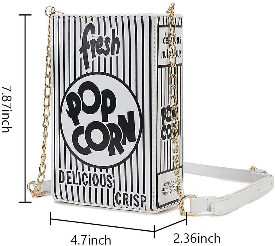 Novelty Fashion Women Crossbody Bag, Popcorn Box Style Clutch Bag for Girl Handbag Shoulder Bag Purse…