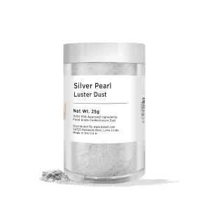Nu Silver BAKELL Edible Luster Dust & Paint | LUSTER DUST | KOSHER Certified | Halal Certified Paint, Powder & Dust | 100% Edible & Food Grade| Cakes, Vegan Paint & Dust (25g, Nu Silver)