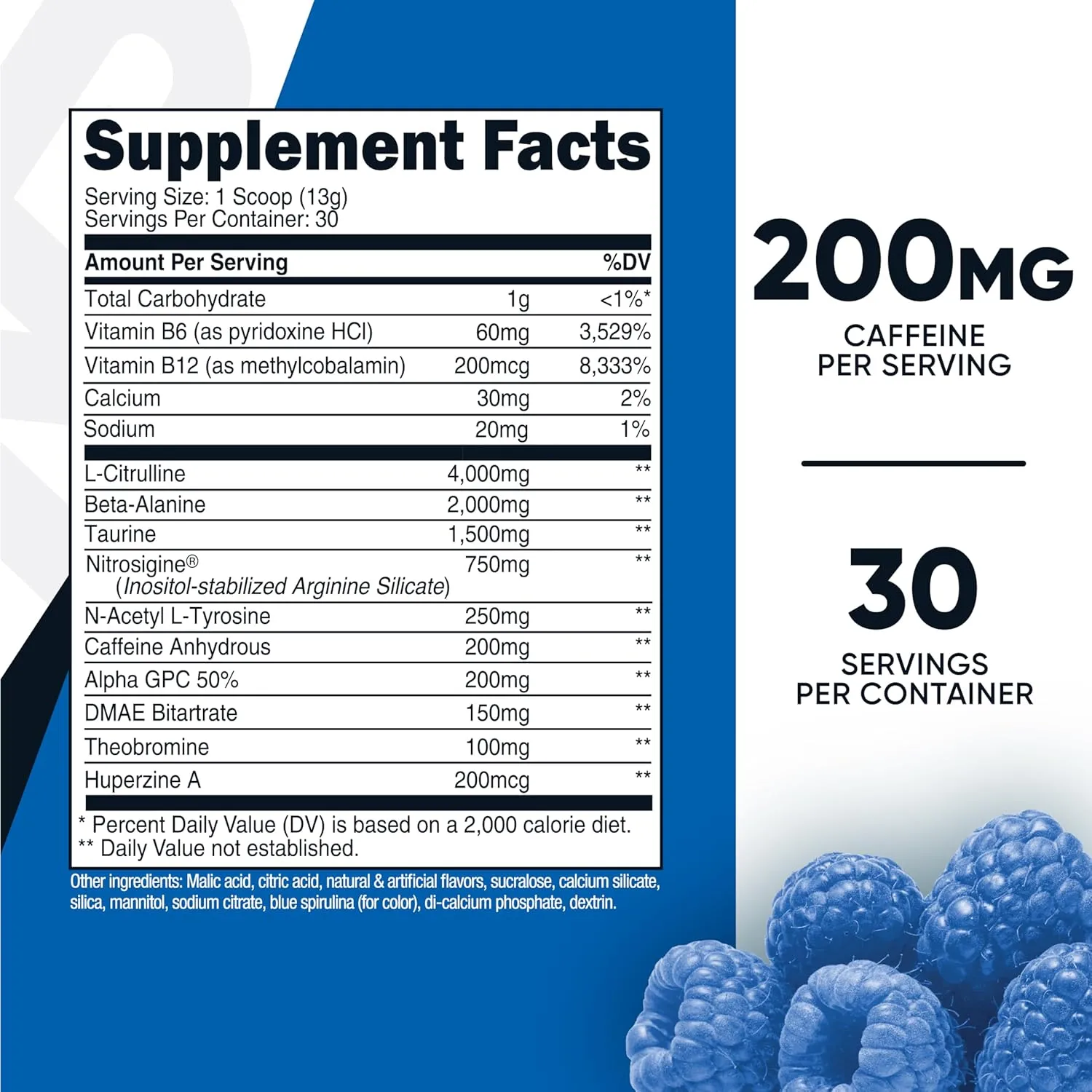 Nutricost Pre-Workout Complex Powder (30 Servings, Blue Raspberry) - Pre-Workout Supplement with Beta-Alanine, Taurine & Amino Acids