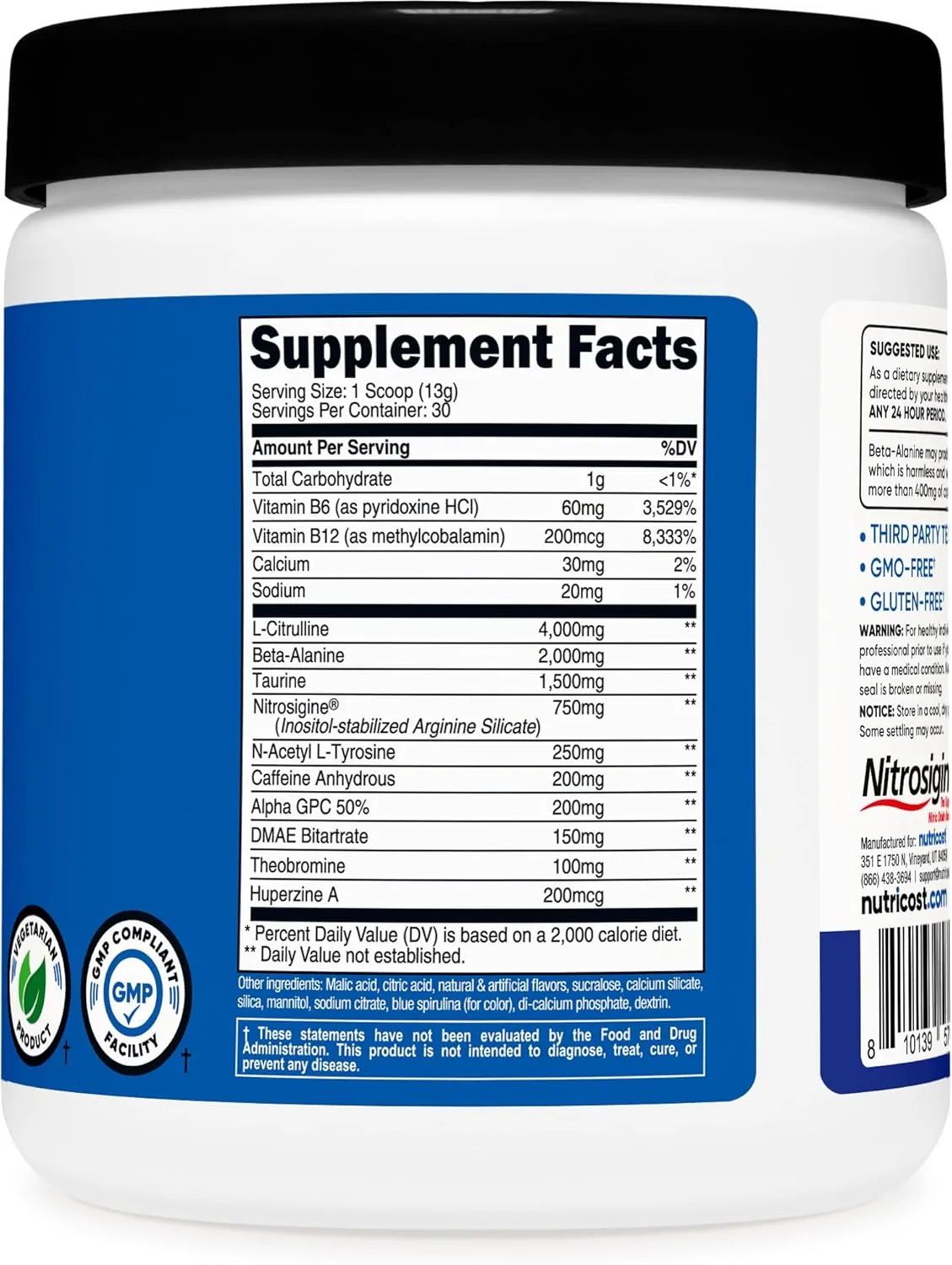Nutricost Pre-Workout Complex Powder (30 Servings, Blue Raspberry) - Pre-Workout Supplement with Beta-Alanine, Taurine & Amino Acids