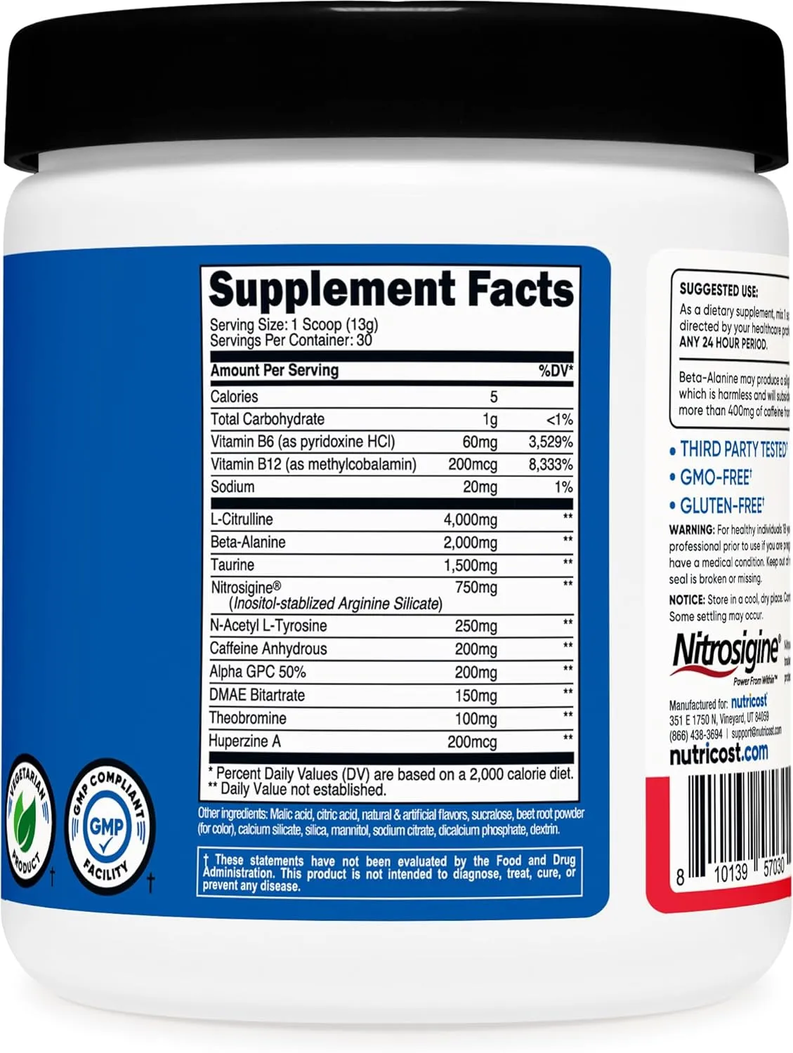 Nutricost Pre-Workout Complex Powder (30 Servings, Fruit Punch) - with Beta-Alanine, Taurine & Amino Acids