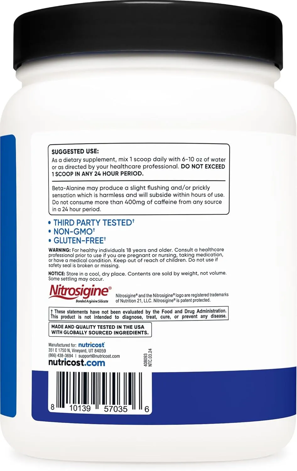 Nutricost Pre-Workout Complex Powder (60 Servings, Blue Raspberry) - Pre-Workout Supplement with Beta-Alanine, Taurine & Amino Acids