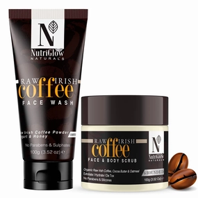 NutriGlow Naturals Set Of 2 Coffee Face Wash Coffee Face Body Scrub 100gm Each