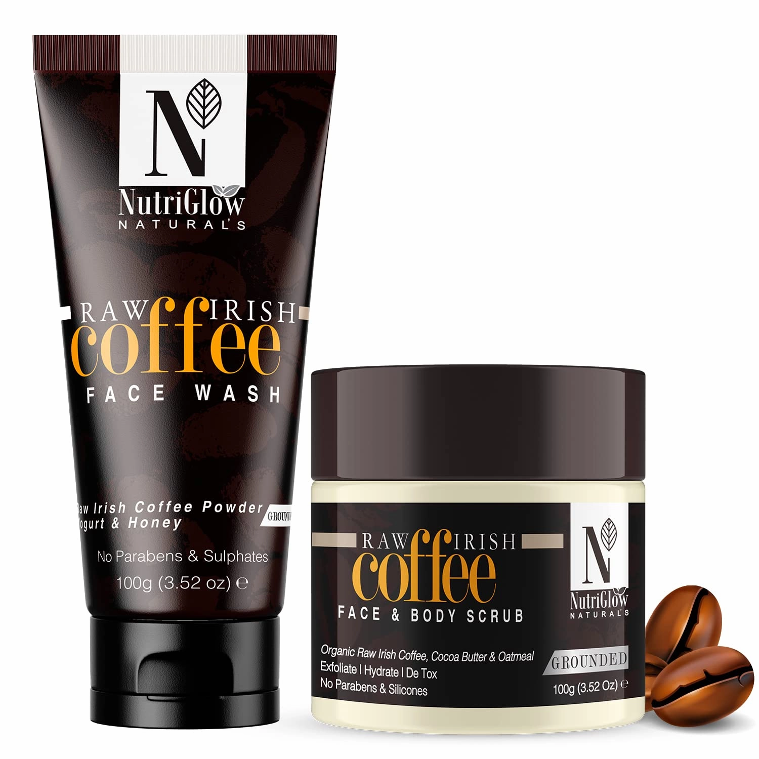 NutriGlow Naturals Set Of 2 Coffee Face Wash Coffee Face Body Scrub 100gm Each