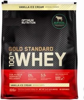 Nutrition Gold Standard 100% Whe'y Protein Powder, Vanilla Ice-Cream Flavor, 5.64 lbs