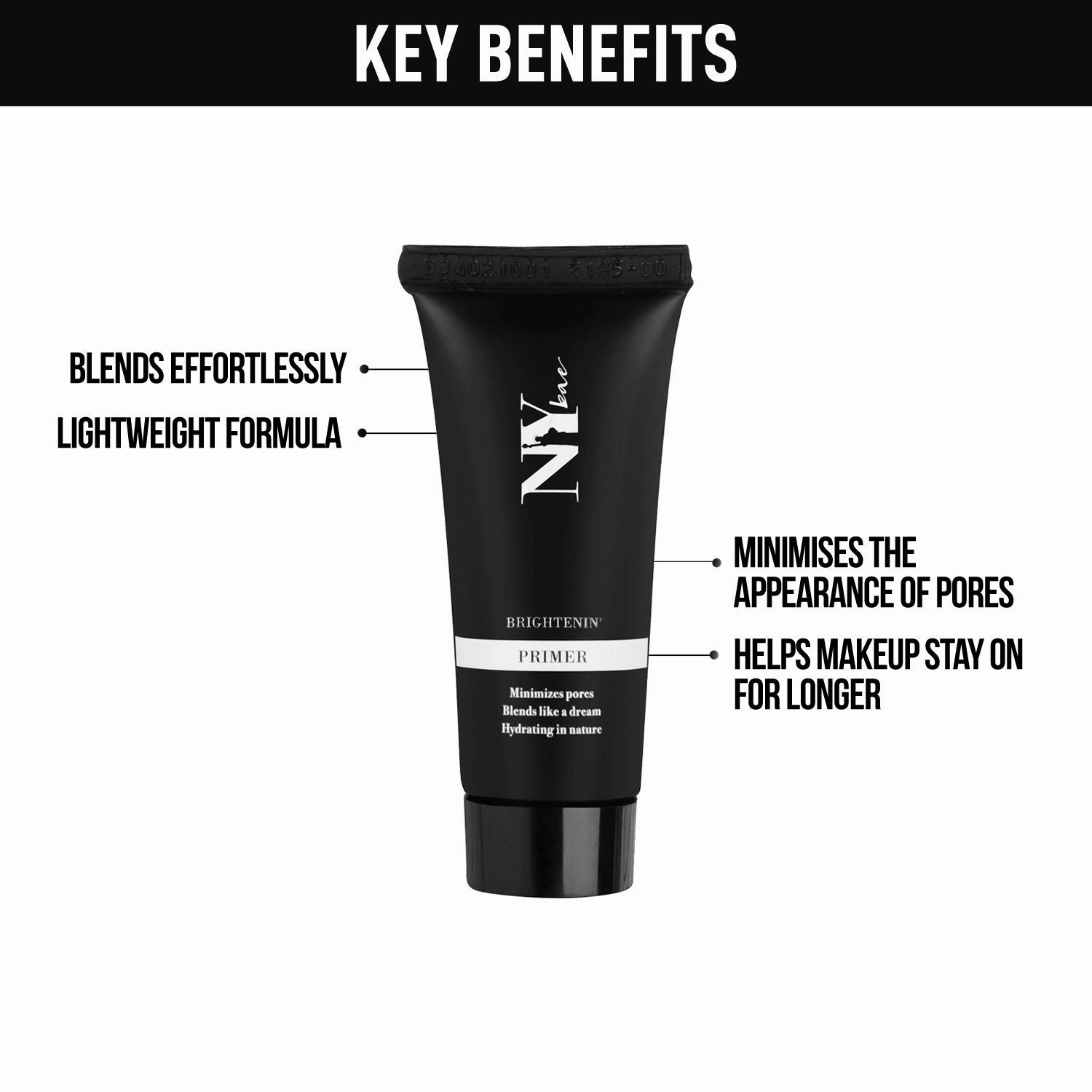 NY Bae Brightenin' Primer - 15 g| Face Primer| For Brightening & Radiant Glow| Removes Creases| Even Skin Tone| All Skin Types| Matte|