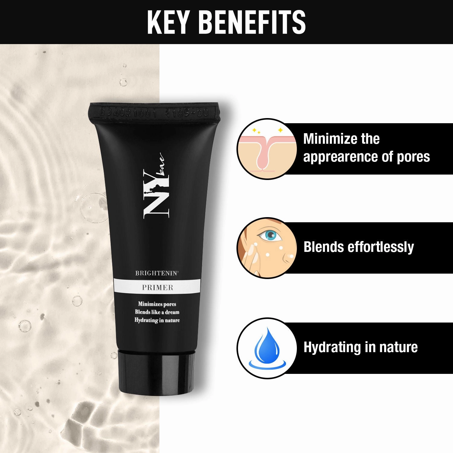 NY Bae Brightenin' Primer - 15 g| Face Primer| For Brightening & Radiant Glow| Removes Creases| Even Skin Tone| All Skin Types| Matte|