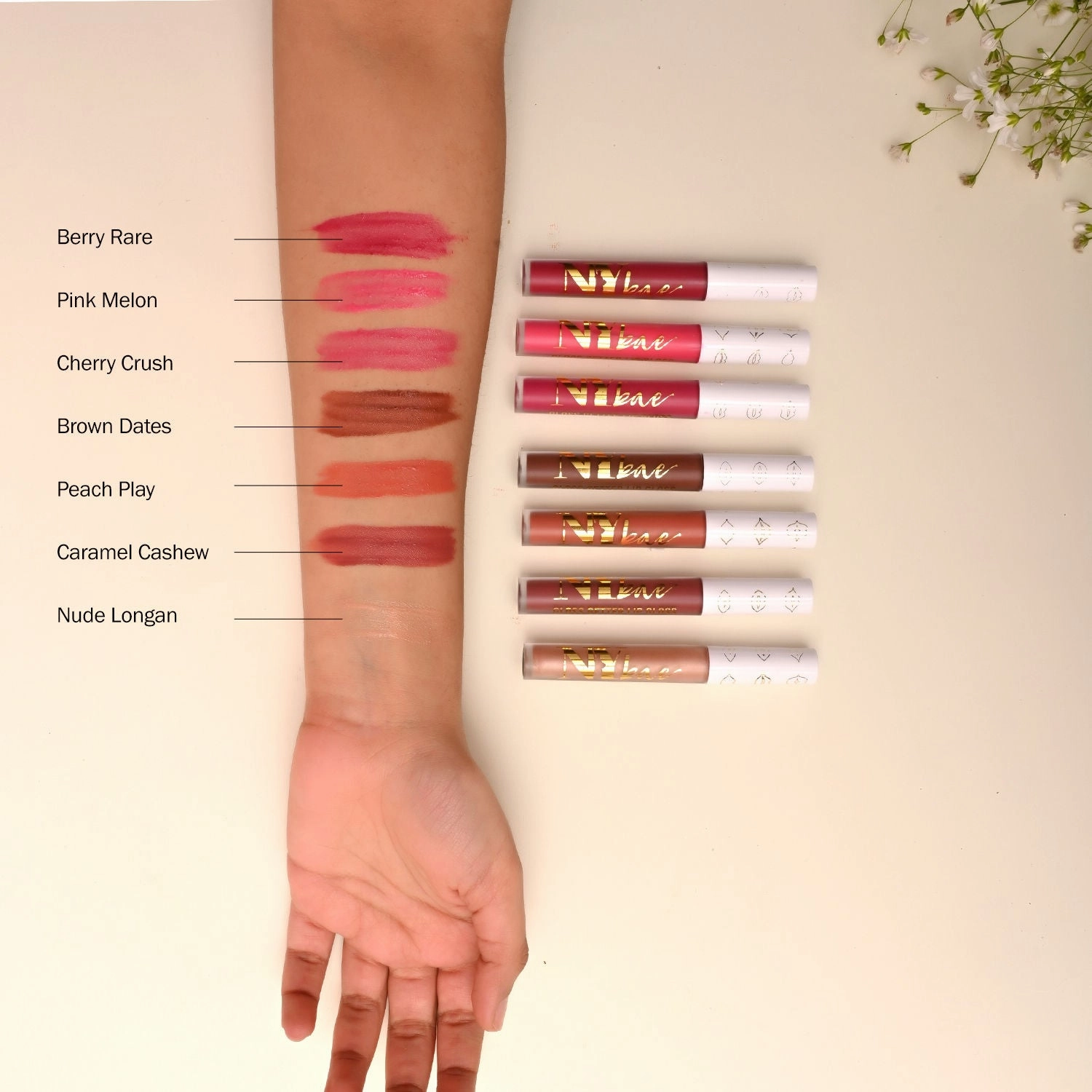 NY Bae Gloss Getter Lip Gloss | Shiny Satin Finish | Light Weight | Non-Sticky - Caramel Cashew 07 (2.8 ml)