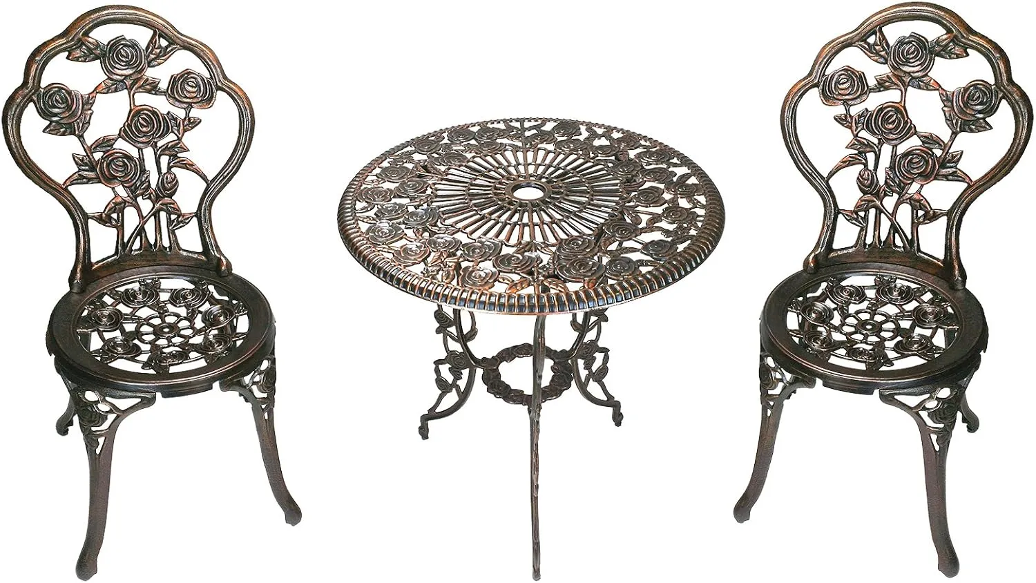 Oakland Living 3-Piece Rose Bistro Set with 23.5-Inch Cast aluminum Top Table