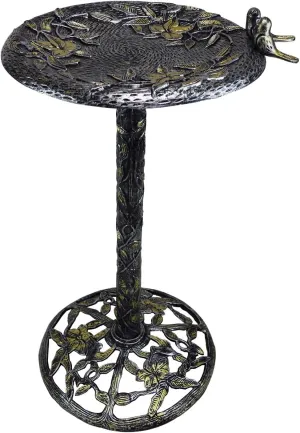 Oakland Living AZTWINBIRDS-BB Bird Bath, one Size, Silver, Black, Gold