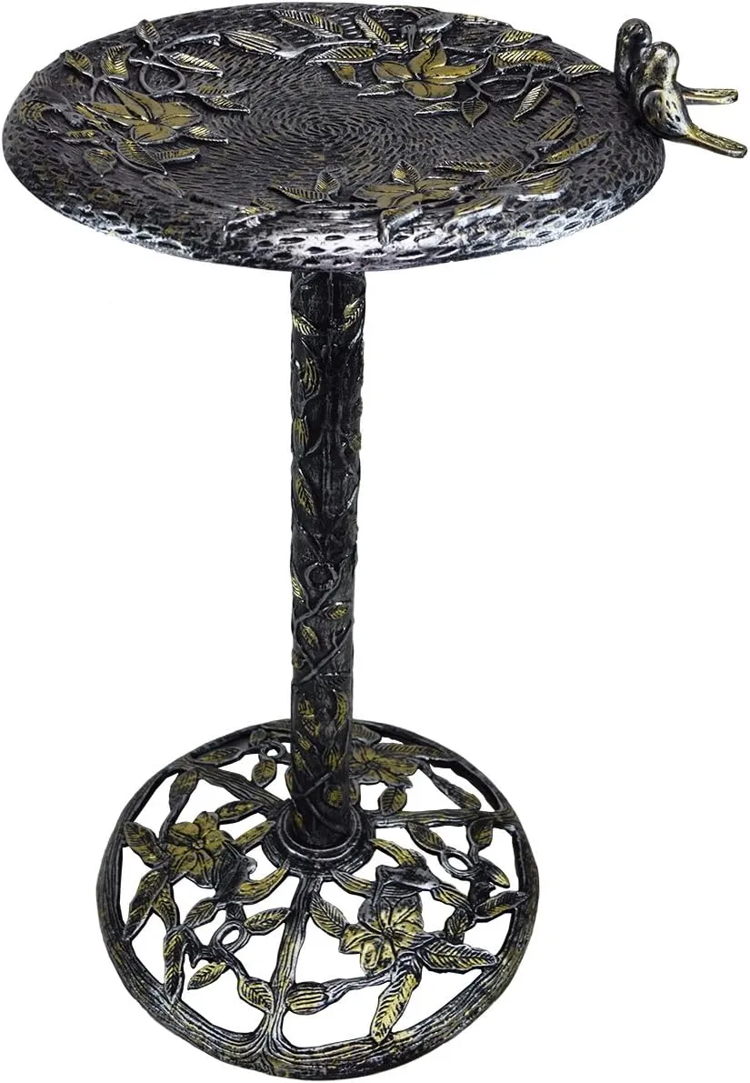 Oakland Living AZTWINBIRDS-BB Bird Bath, one Size, Silver, Black, Gold