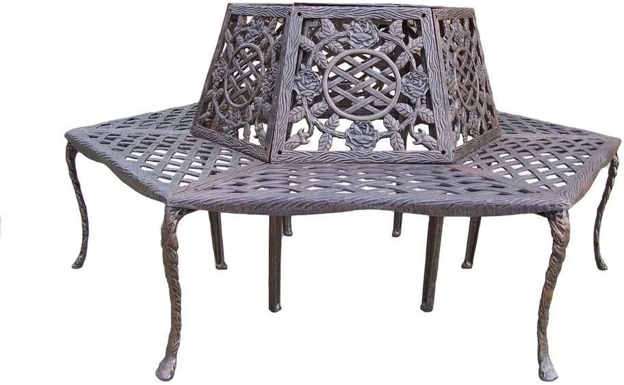 Oakland Living Tea Rose Cast Aluminum Tree Bench, Antique Bronze