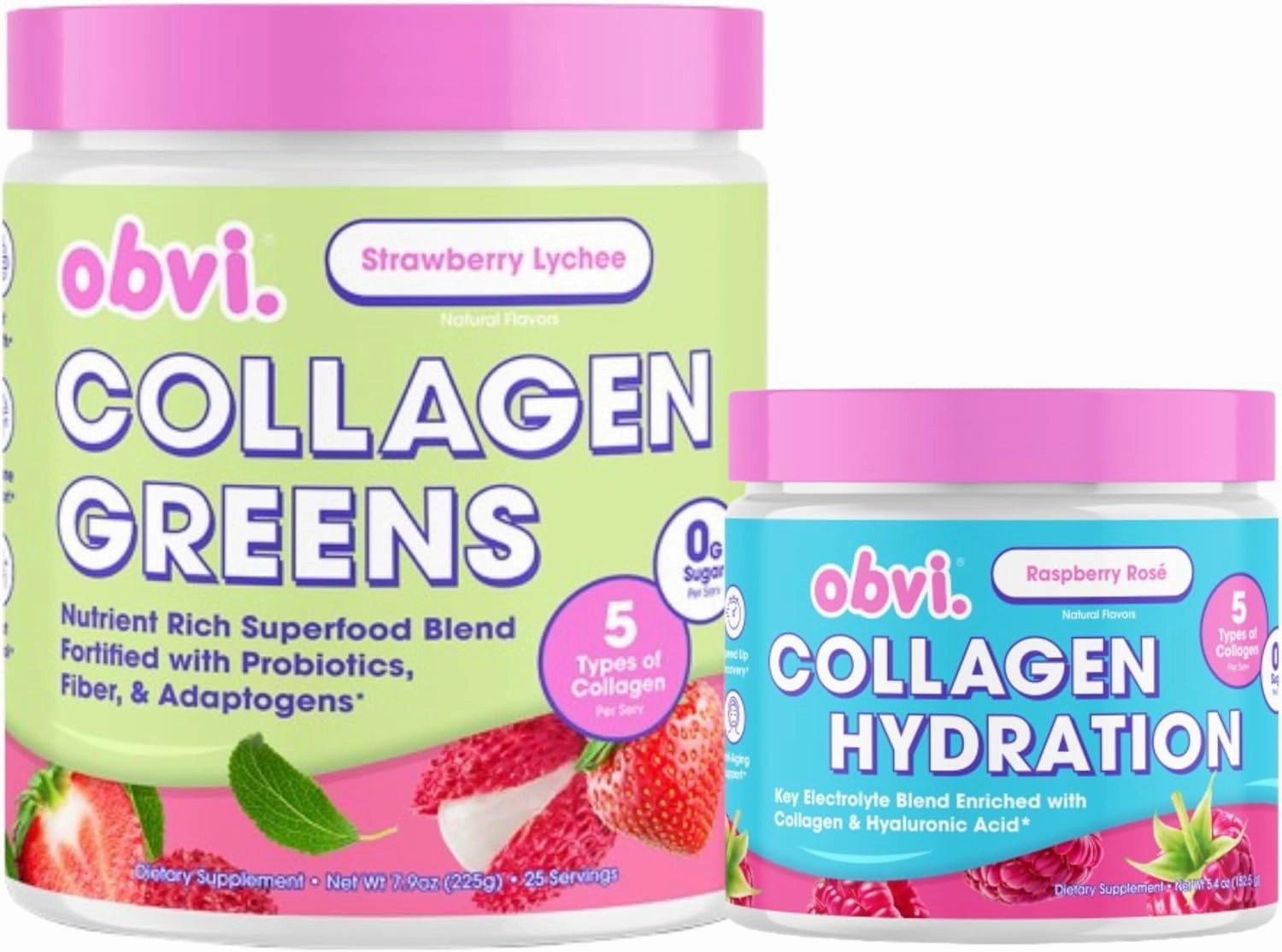 Obvi Hydration & Greens Bundle | Electrolyte & Collagen Complex   Organic Superfood Blend | Supports Hydration, Gut Health, Skin, Hair & Joint Health | Sugar-Free & Gluten-Free