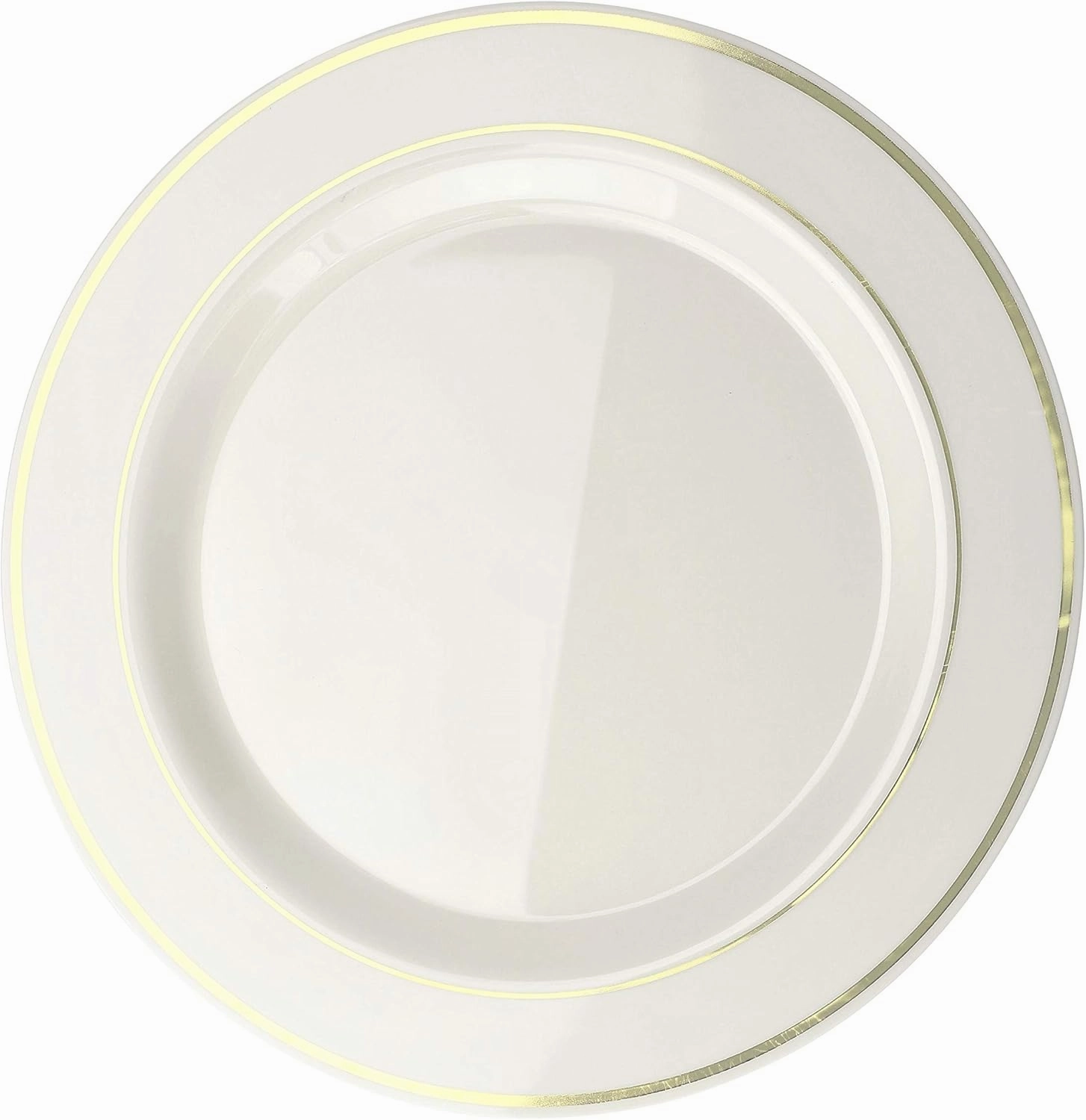 OCCASIONS 240 Plates Pack,(120 Guests) Heavyweight Premium Wedding Party Disposable Plastic Plates Set -120 x 10.5'' Dinner   120 x 7.5'' Salad/Dessert (Ivory & Gold Rim)