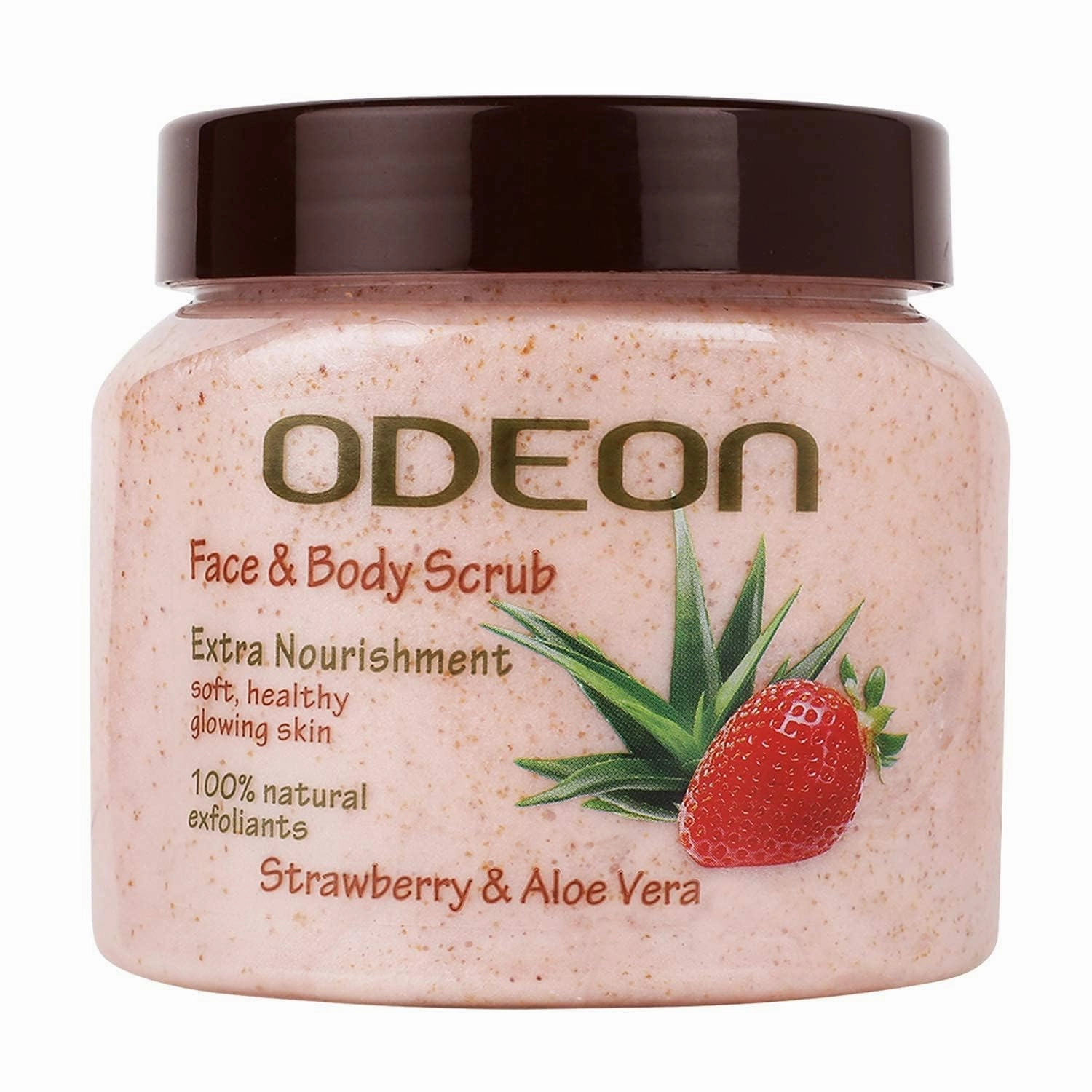 ODEON Face & Body Scrub | Extra Nourishment | Strawberry & Aloe Vera |100% Natural | 300 ml/10.14 fl oz