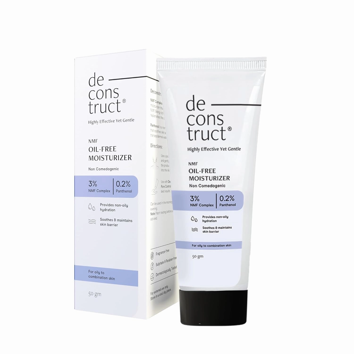 Oil-Free Moisturizer For Oily Skin | 3% NMF Complex   0.2% Panthenol | Lightweight Gel Moisturizer | For Oily to Combination Skin | 50gm