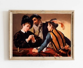 Oil Painting Vintage Poster of Cardsharps | 11x17 12x18 16x24 24x36 Antique Unframed Print | Old Style Gift | Rustic Home Office Decor