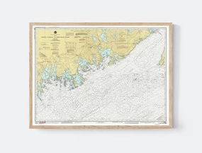 Old Style Nautical Poster Print of Quoddy Narrows to Petit Manan Island 1986 0 1201 | 8x12 12x18 16x24 20x30 24x36 Vintage Wall Art | Historical Gift | Home Office Decor