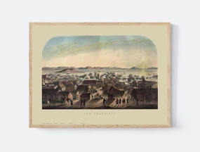 Old Style Poster Print of San Francisco ca 1850 Bird's Eye View California Hanhart | 8x12 12x18 16x24 20x30 24x36 Vintage Wall Art | Historical Gift | Home Office Decor