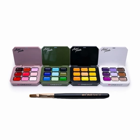 ONE SHOT - 4 PACK BUTTER GEL COLLECTION, Solid nail gel, Cream gel set for nail designs, Includes Brush, 4 palettes with 9 different shades, 0.8 Oz Each Pallete